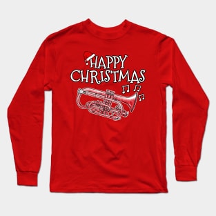 Christmas Cornet Brass Musician Santa Hat Xmas 2022 Long Sleeve T-Shirt